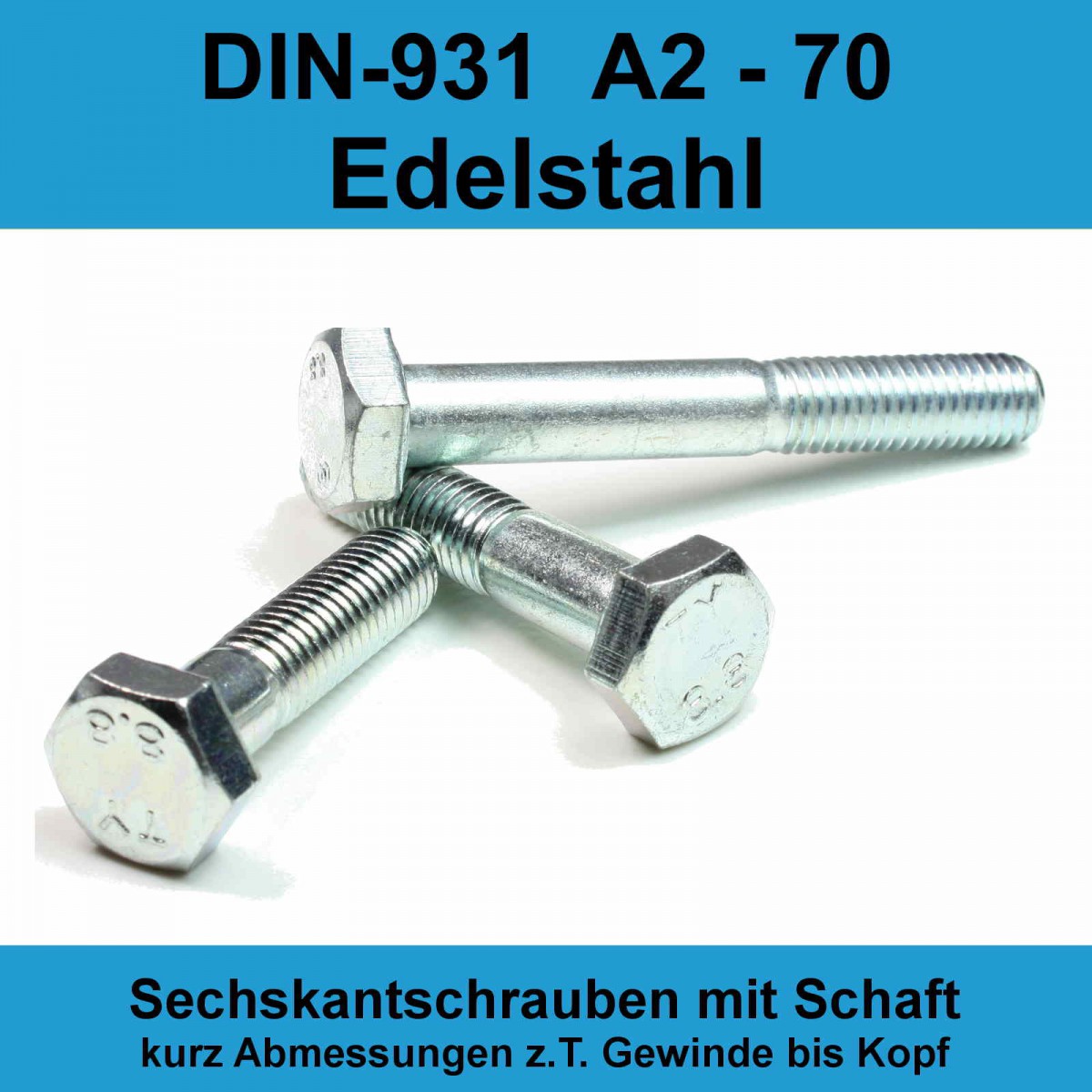 M12 DIN 931 Sechskant Schrauben Mit Schaft A2 Edelstahl Maschinen ISO ...